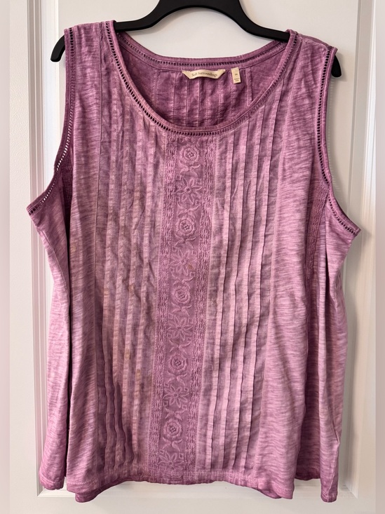 Soft Surroundings Tops - #z188 Soft Surroundings Embroidered Pintucked Mixed Media Tank Top Orchid Purple